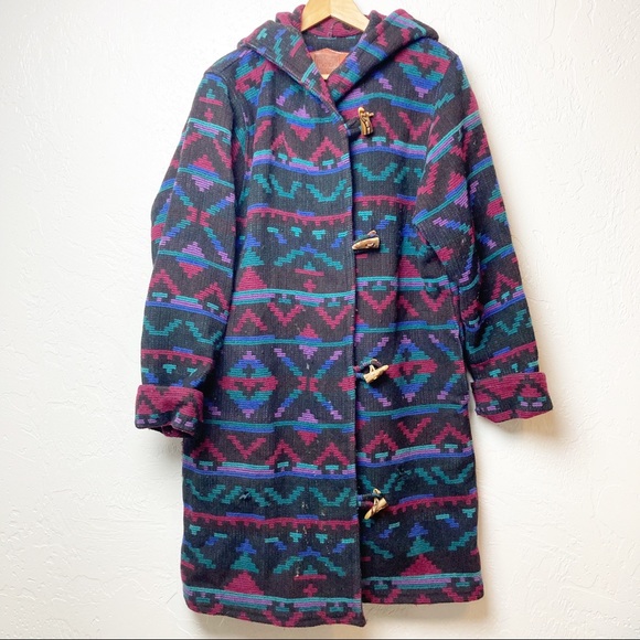 Vintage Woolrich Southwestern Style Wool Trench Blanket Coat - Picture 1 of 8